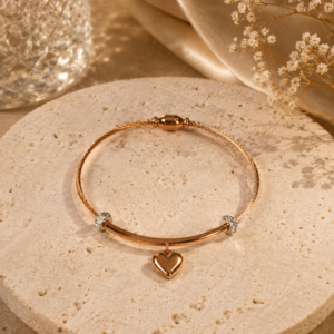 Heart Charm Cuff Bracelets