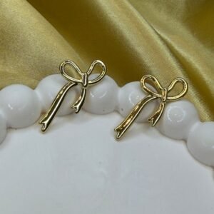 Golden Bow Stud Earrings