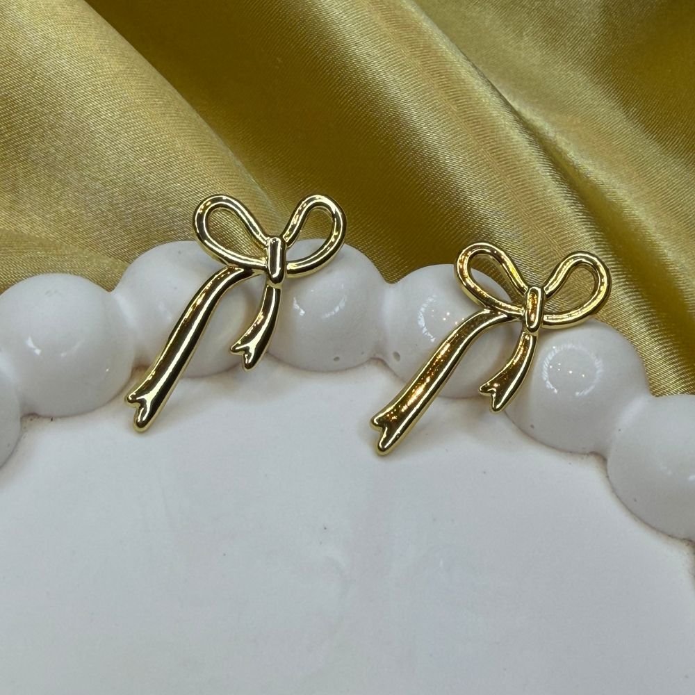 Golden Bow Stud Earrings
