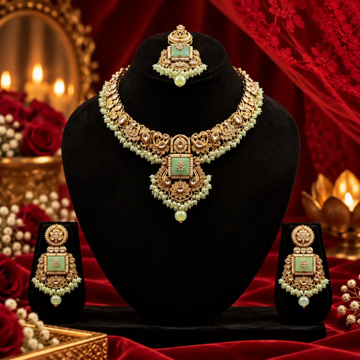 Heritage Bloom Necklace Set (Mint)