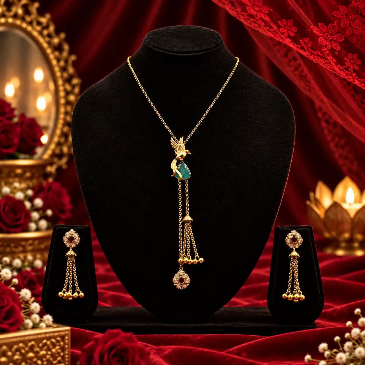 Mayura (peacock) gold necklace