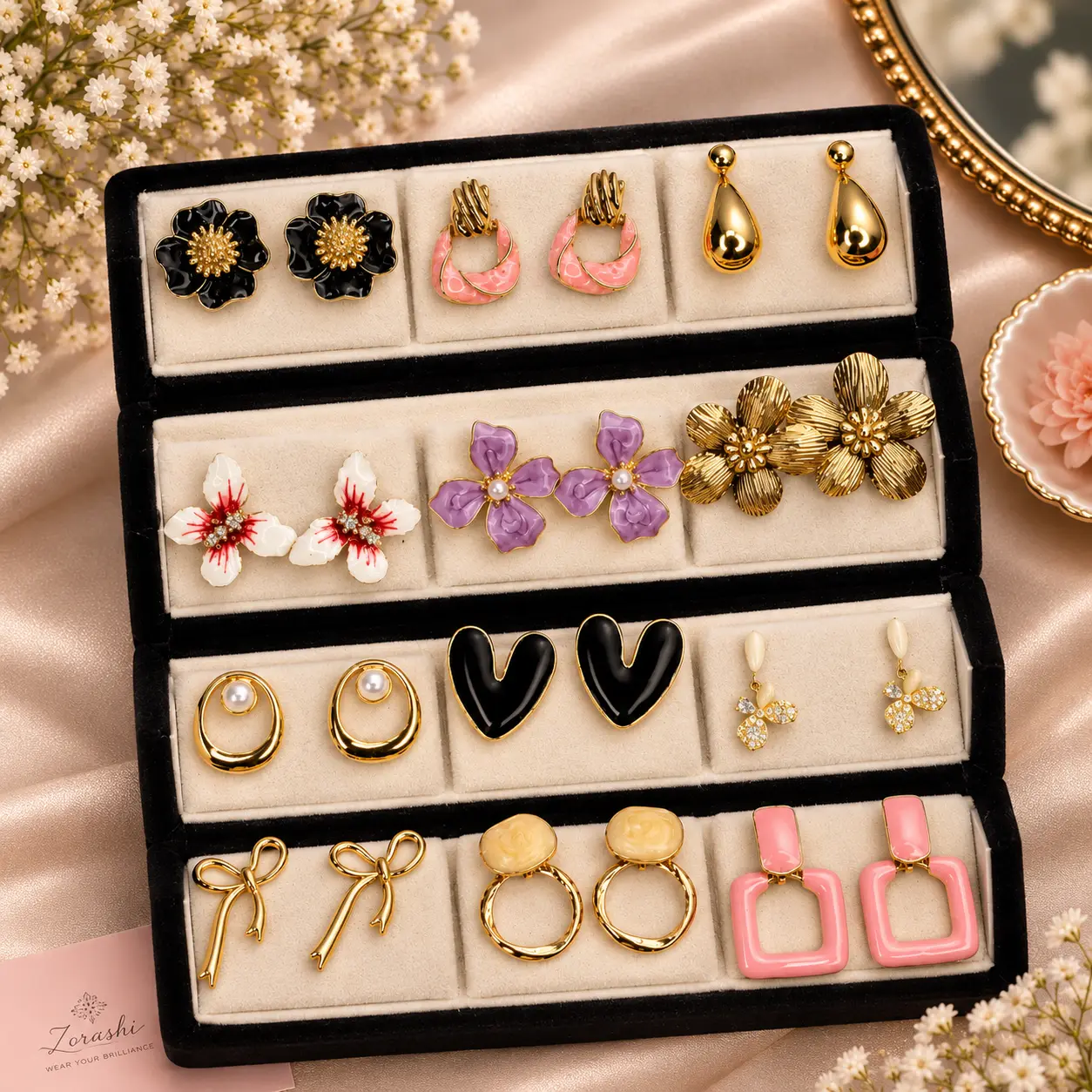 Elegant Earring Collection in Velvet Box