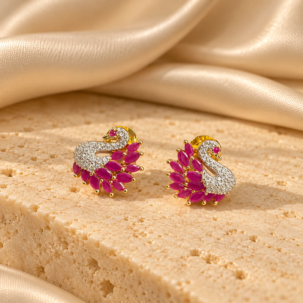 Swan Royale earring (ruby)